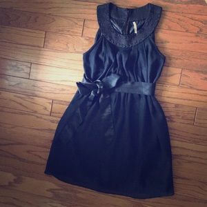 Little black dress with satin sash